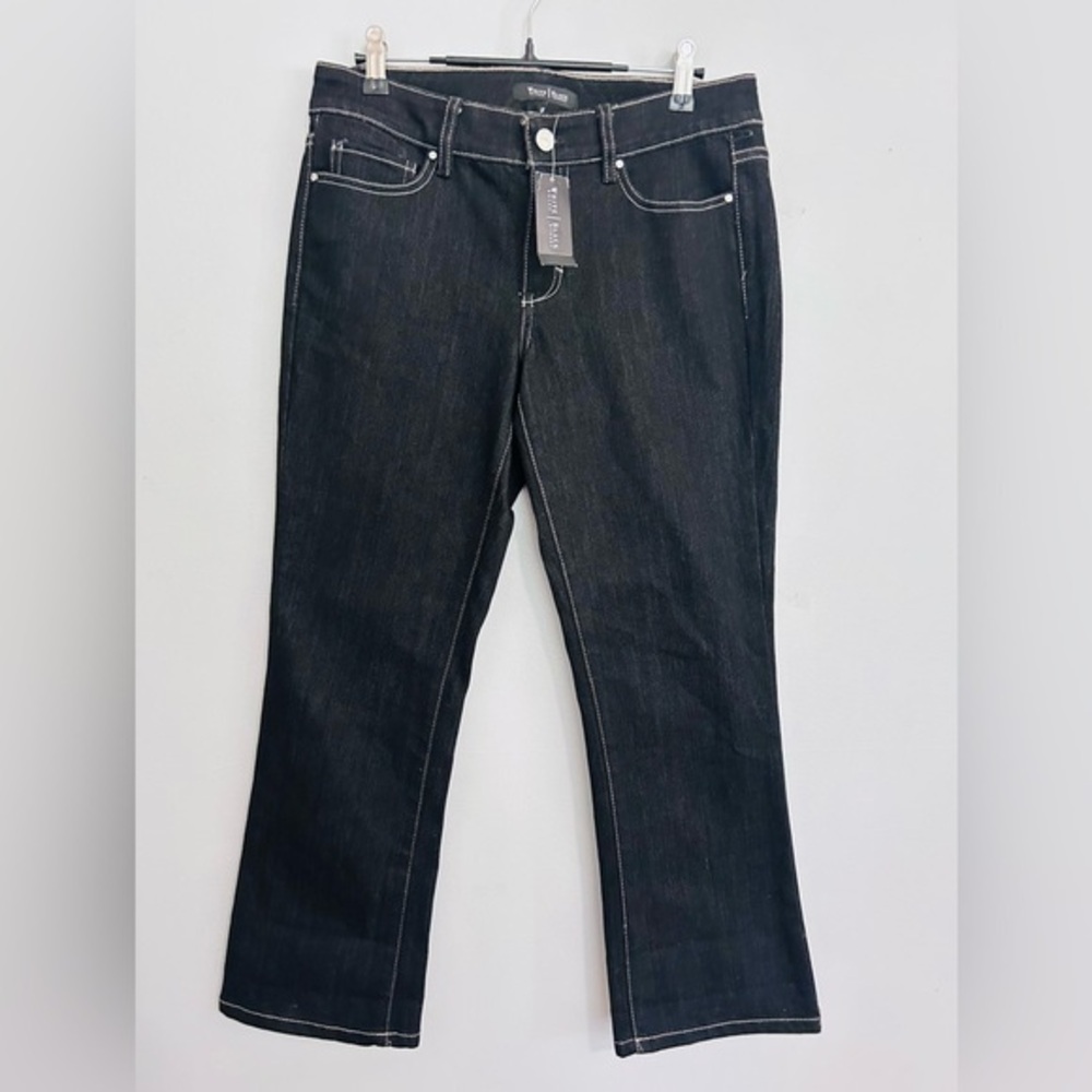 White House Black Market Women’s Black Cropped Flare Jeans Size 4 NWT